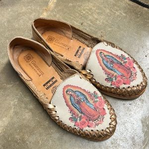 Virgin Mary huaraches slip-on shoe real leather hand made sz 9